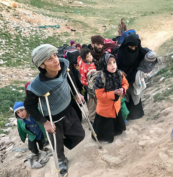 IDPs arriving after fleeing the fighting.