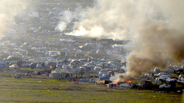 The ISIS truck and tent city near Baghouz.