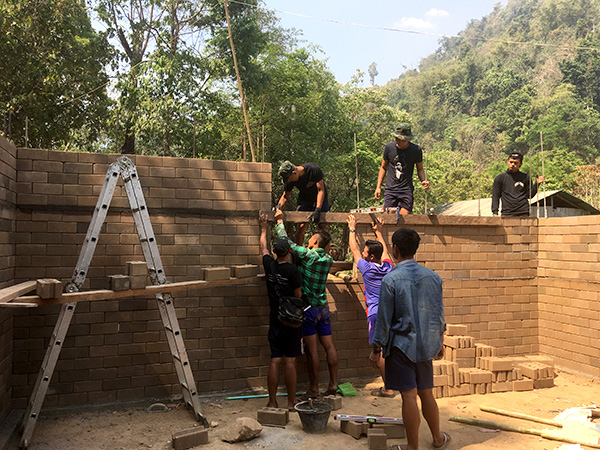 Staff at work on the new lab.