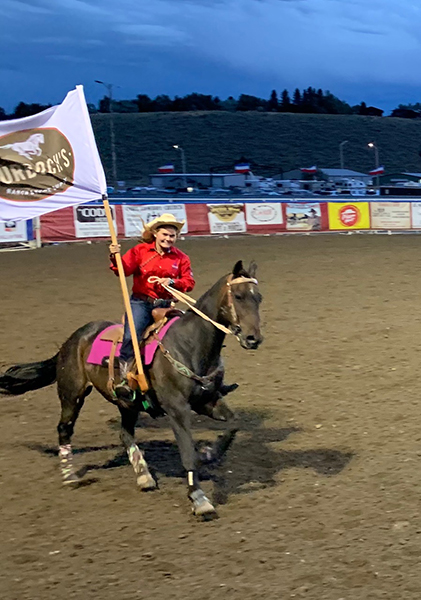 Both Sahale (above) and Suu (below) got to ride as flag girls - an honor and show of their skill!