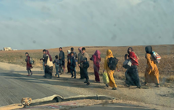 People fleeing the conflict on Oct. 26.