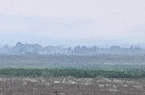 Faint smoke visible behind us, towards Tel Tamir, this morning where there were artillery attacks (over 20) and machine gun fire.