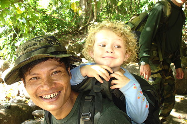 Monkey, one of our earliest Rangers, carrying Suu during a Burma mission.