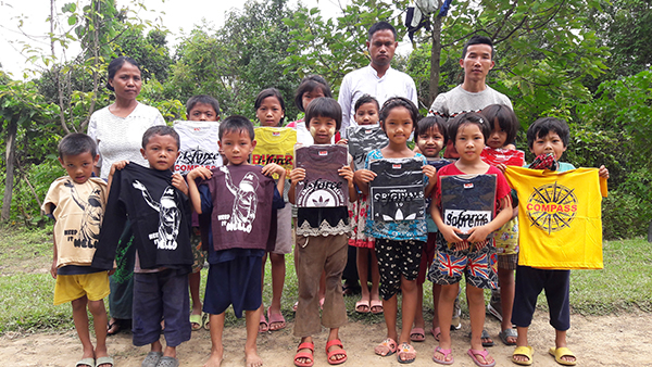 Shirts distributed to Chin villagers.