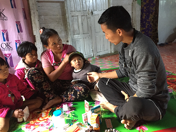 Rangers set-up a clinic to distribute medicine to villagers.