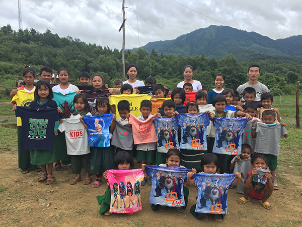Shirts distributed to Chin villagers.
