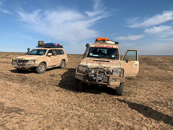 Our vehicles at Kasmia Village, four kilometers northeast of Tel Tamir, right before the strike that killed Zau Seng and wounded Mohammad and Jason on 3 Nov. 2019.