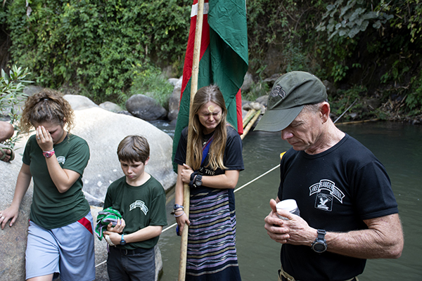 Honoring Zau Seng at the camp river