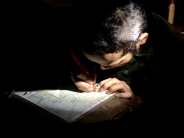 A ranger practices land navigation