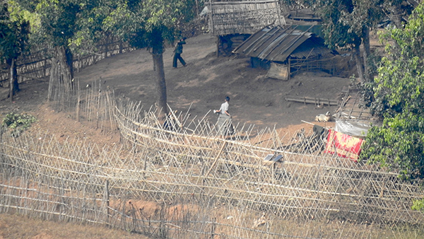 Burma Army soldiers at Maw Pu camp