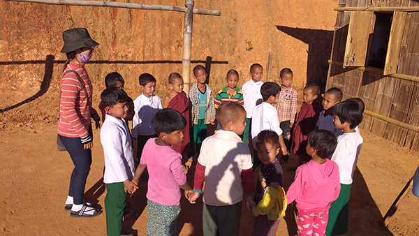 Playing with local children during a GLC program