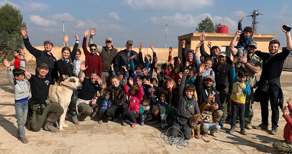 With our team and some children who fled the Turkish/ FSA invasion