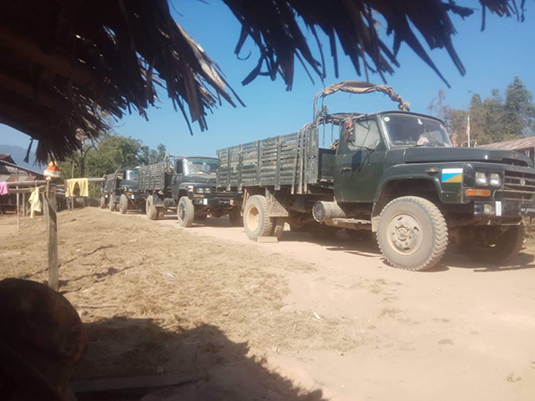 Burma Army supply trucks