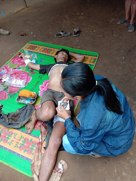 Saw Maw Aye Than, a Karen forest worker, was shot by Burma Army soldiers as he and two other forest workers rode together on a motorbike in Karen State, Burma.