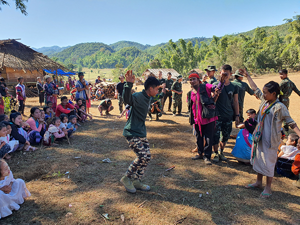 A Ranger helps act out Noah's Ark