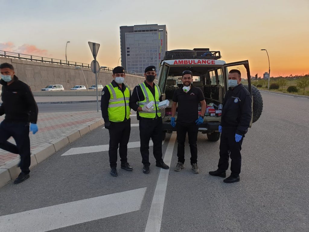 FBR team giving supplies to troops and police in Erbil. 