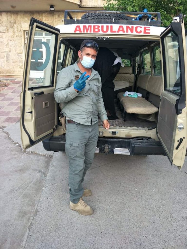 FBR team prepping the ambulance for patient transport