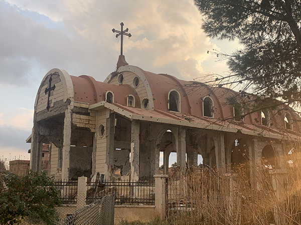 A church near Tel Tamir that was destroyed by ISIS.