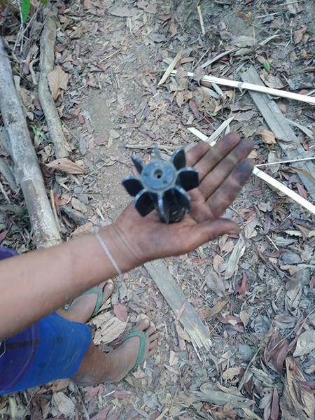 A mortar fired by the Burma Army into Karen civilian areas.