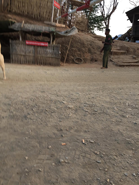 A Burma Army soldier at the camp.