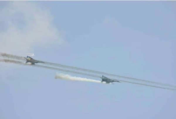 Burma Army fighter jets firing into Chin State, Burma.