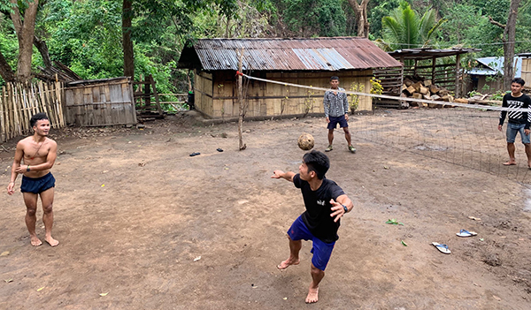 Playing takraw (kick volleyball) at Tah U Wah Camp