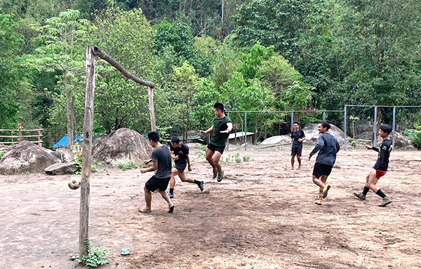 Playing soccer at Tah U Wah Camp