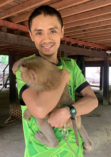 Toh, JSMK's Medical Director with Kid the Monkey