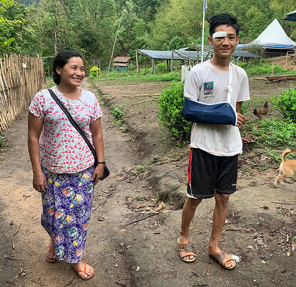 The motorbike accident patient with his mother