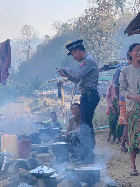 Burma police security guards for the Sami IDP Camp.