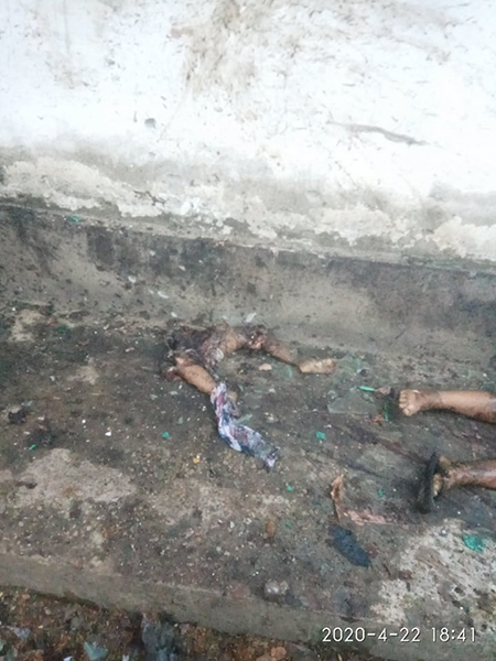 The remains of a victim from the April 22 attack. 