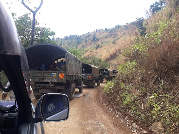 Burma Army trucks operating in and around Paletwah and Sami camps.