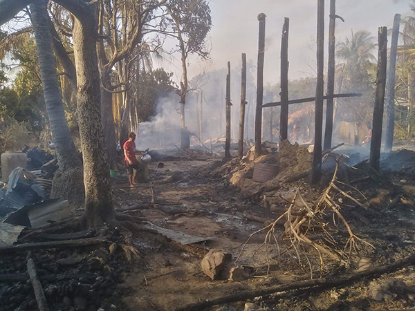 The remains of Wohmah Village after the Burma Army bombed it on March 17.