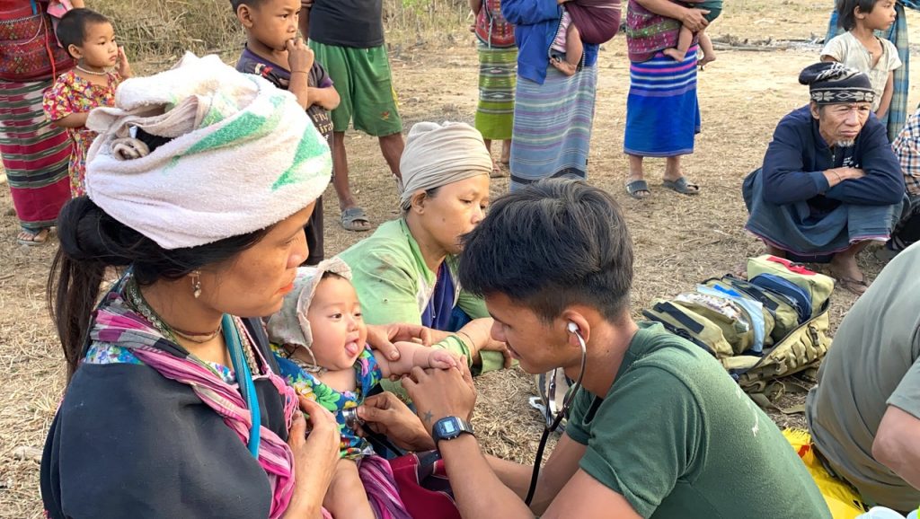 Medics treat patients