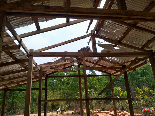 House destroyed by mortar round