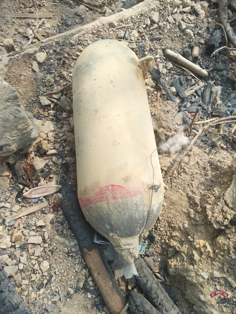 Unexploded bomb that dropped from Burma Army jet